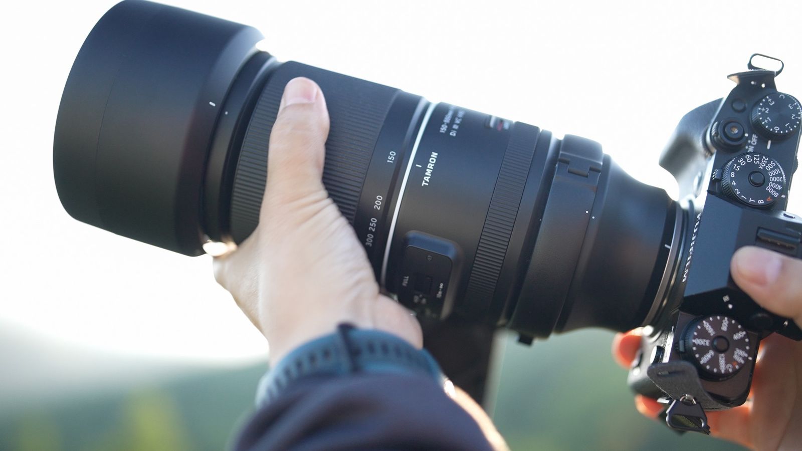 Tamron lens mounted on a Fujifilm camera